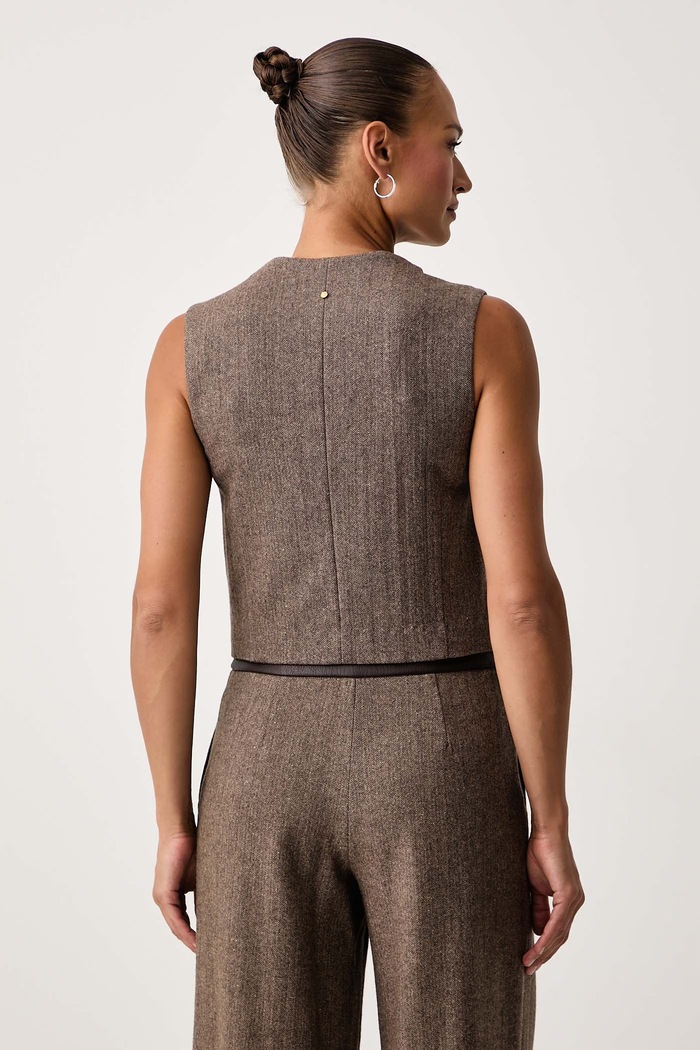 Oblačila Armani Exchange Dvoredni telovnik ženski z volno XW002509.AF26078 rjava
