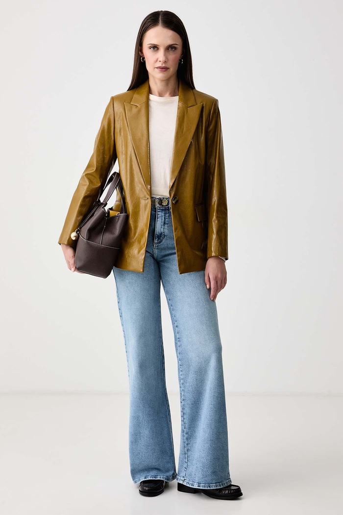 Sisley Suknjič ženski iz imitacije usnja 2OIXLW03Y zelena AW26