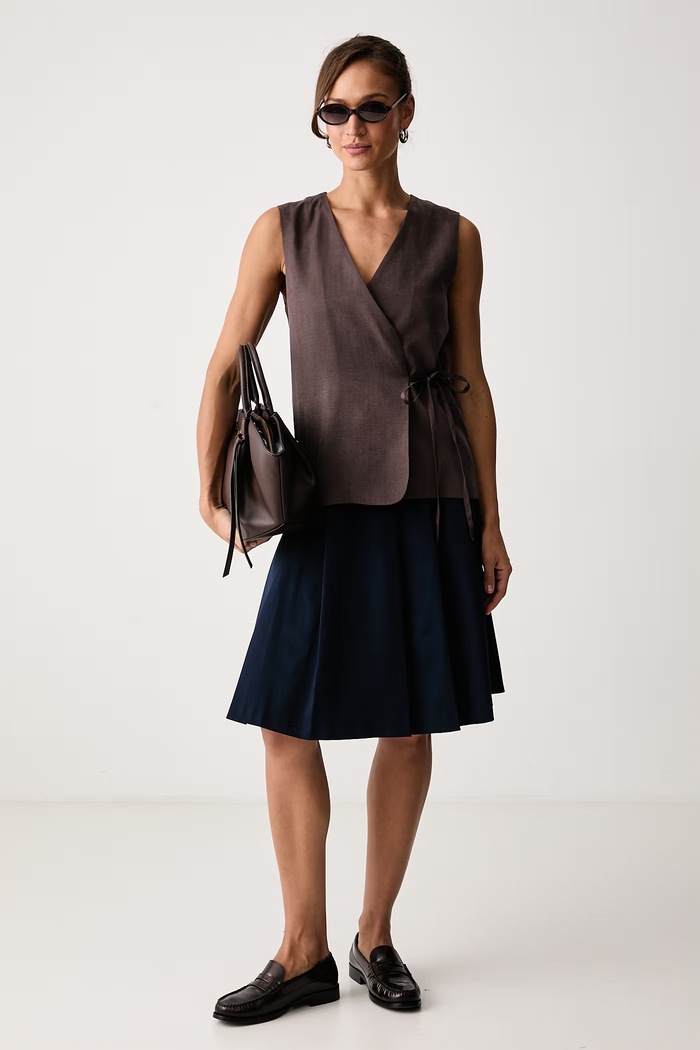 United Colors of Benetton Telovnik ženski iz liocela 2RKZDJ01F rjava AW26