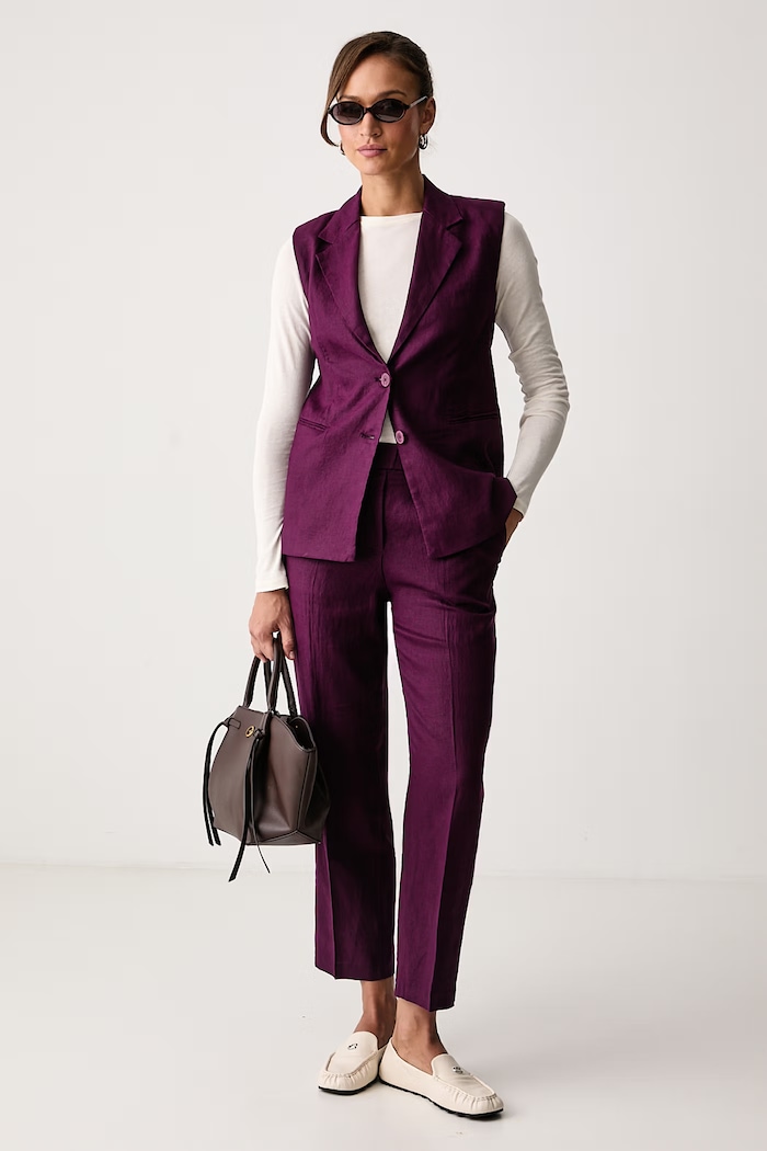 United Colors of Benetton Telovnik ženski lanen 2AGHDJ01C vijolična AW26