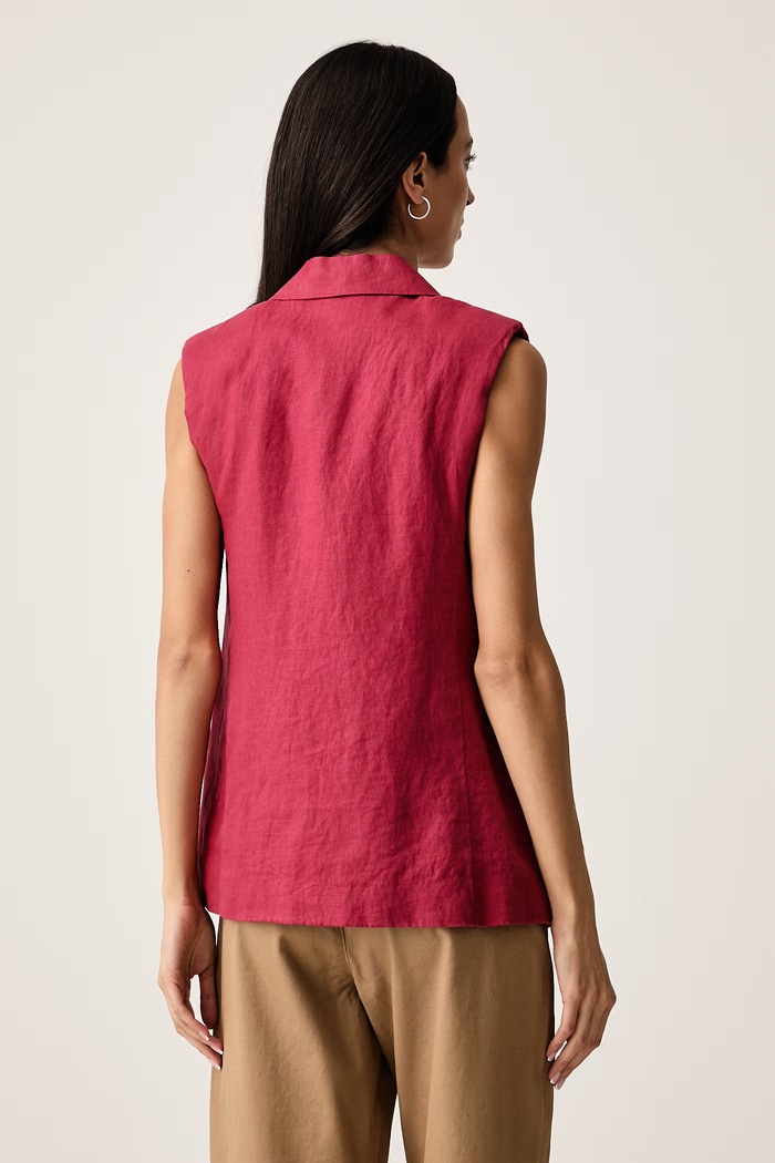 United Colors of Benetton Telovnik ženski lanen 2AGHDJ01C rdeča AW26