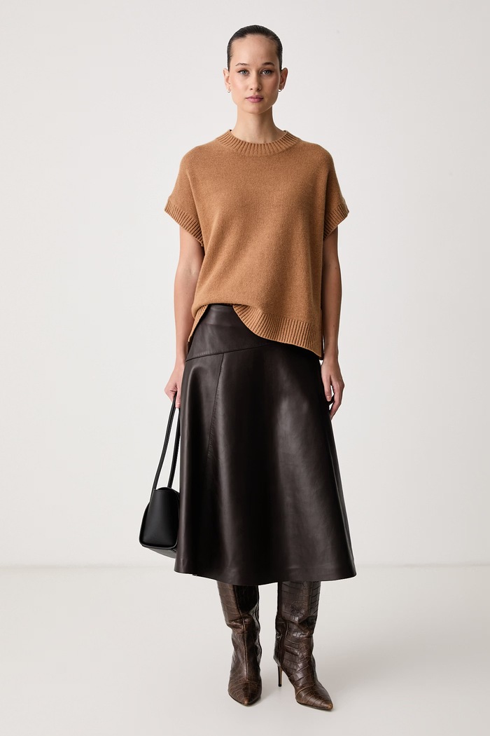 United Colors of Benetton Sweter damski z wełną 1SJWD10HR brązowy AW26