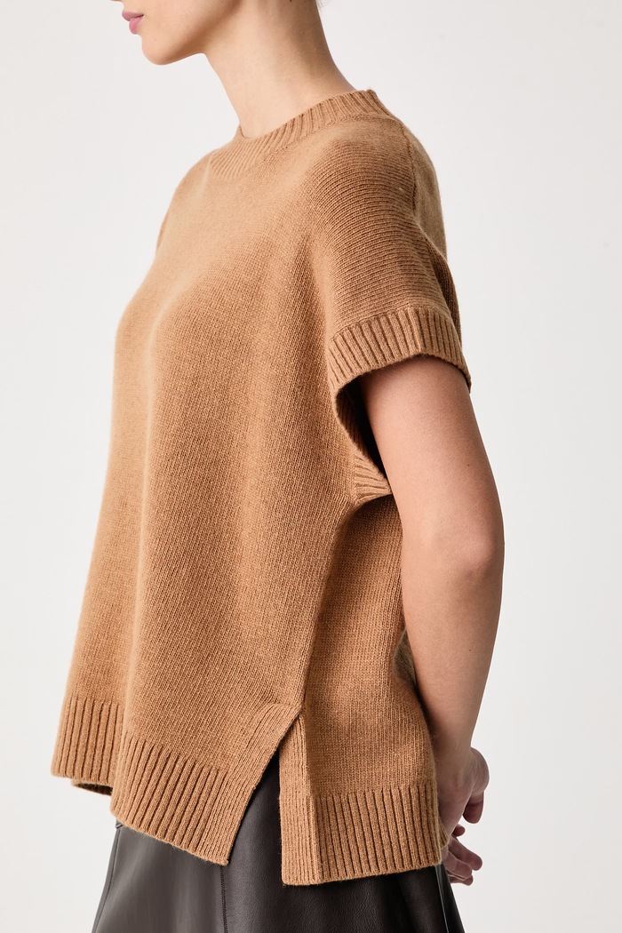 Sweter damski z wełną United Colors of Benetton 1SJWD10HR brązowy