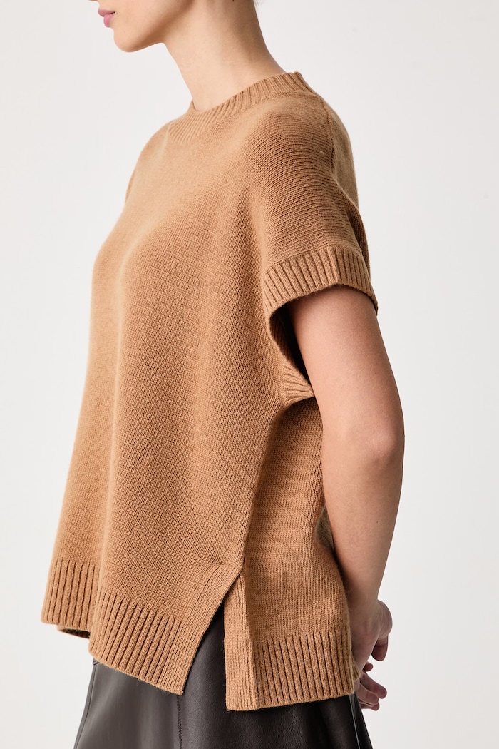 Sweter damski z wełną United Colors of Benetton 1SJWD10HR brązowy