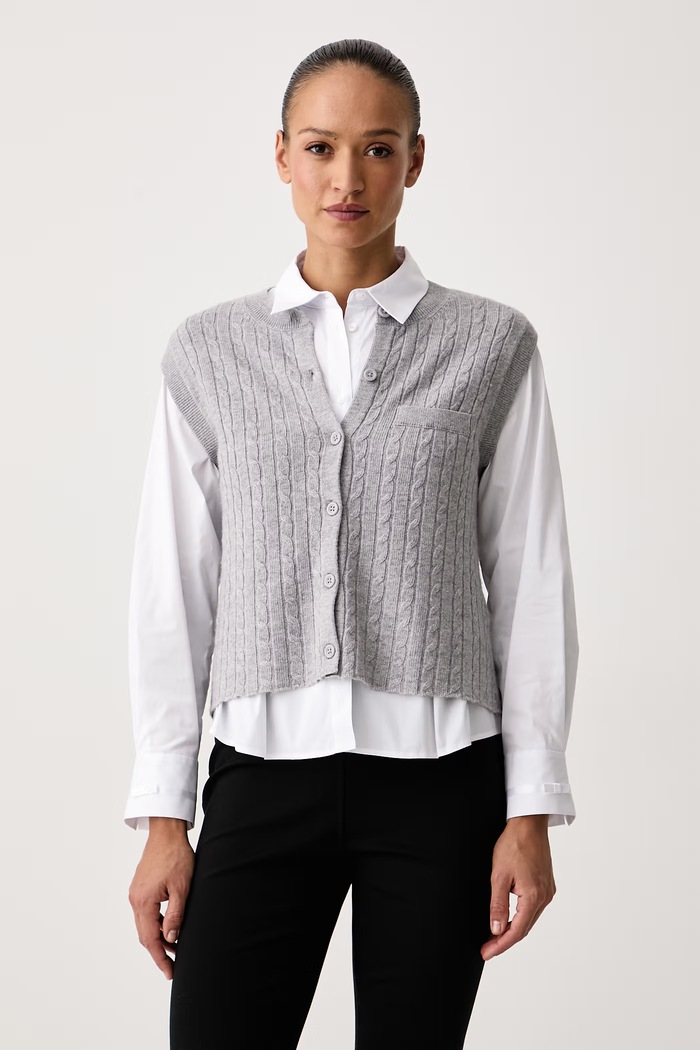 United Colors of Benetton Gilet da donna con misto cashmere grigio 1S9ZD5033