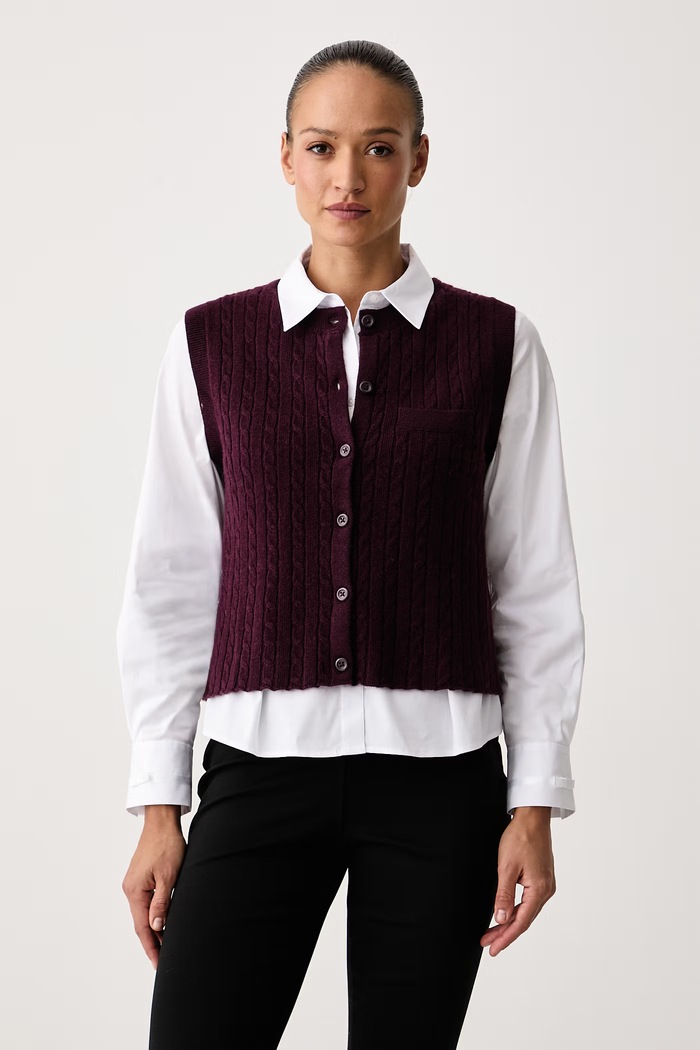 United Colors of Benetton Gilet da donna con misto cashmere granata 1S9ZD5033