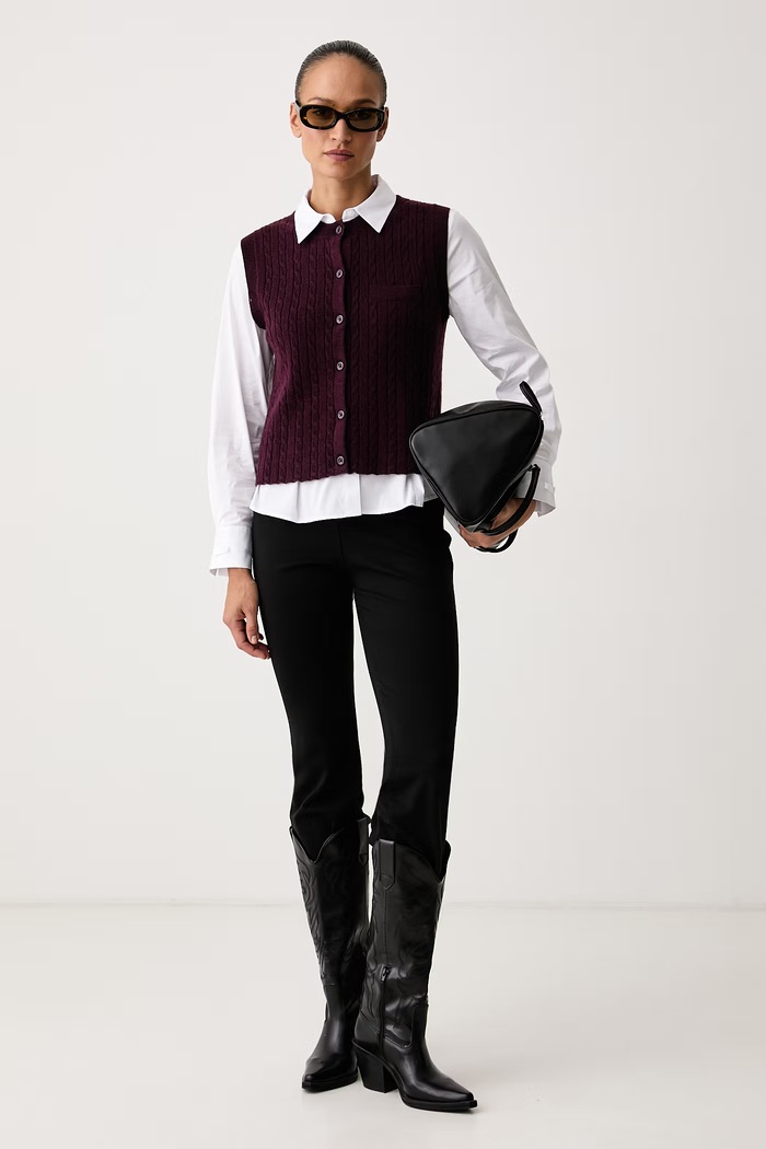 United Colors of Benetton Gilet da donna con misto cashmere 1S9ZD5033 granata AW26