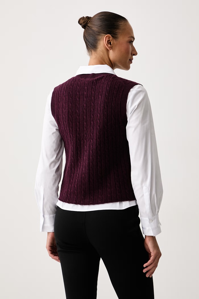 Abbigliamento United Colors of Benetton Gilet da donna con misto cashmere 1S9ZD5033 granata
