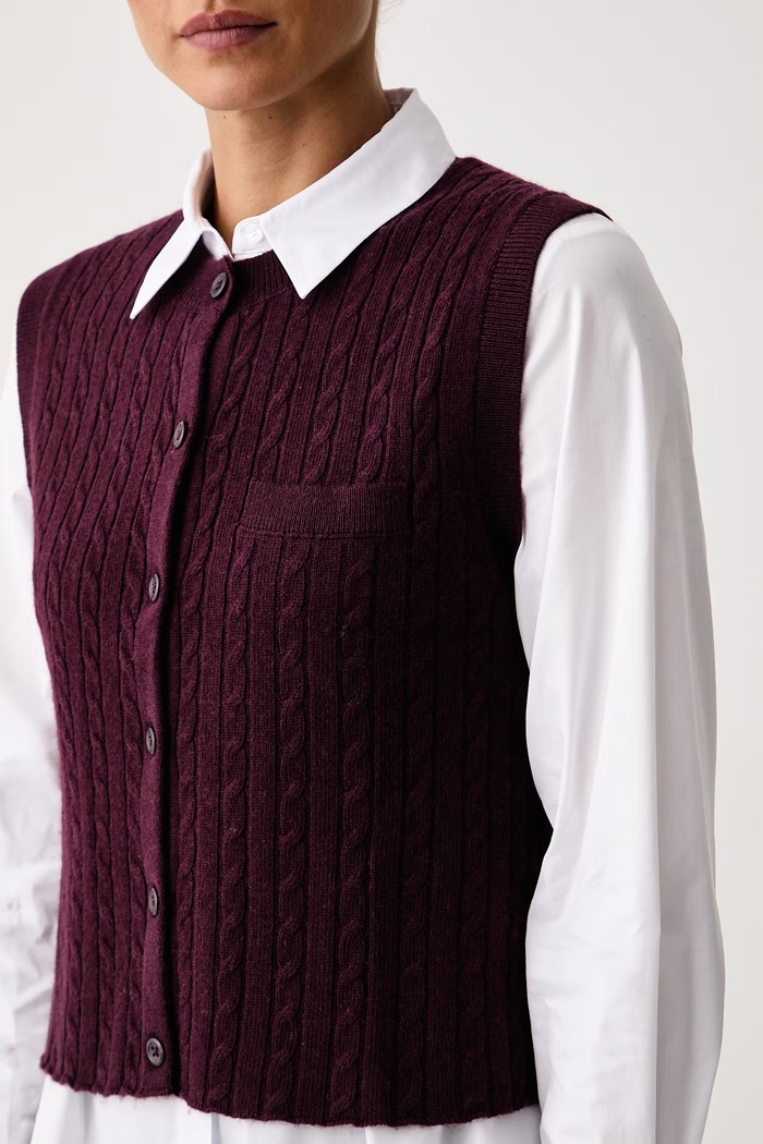 Gilet da donna con misto cashmere United Colors of Benetton 1S9ZD5033 granata