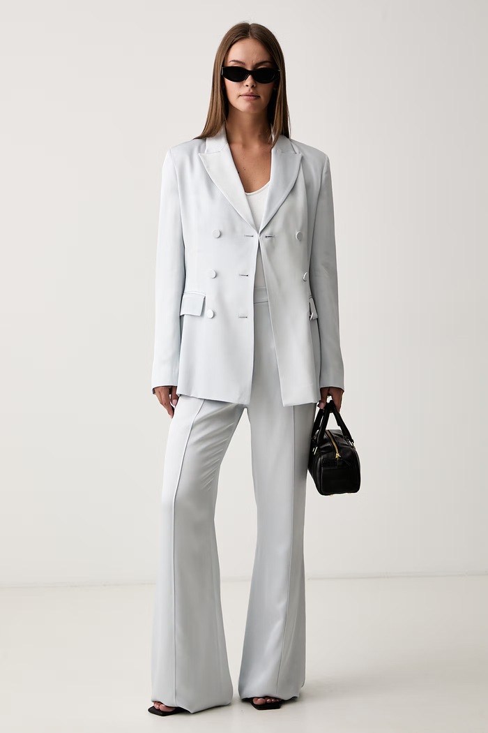 Trussardi marynarka dwurzędowa damska z wiskozy Q006A000437N niebieski AW26