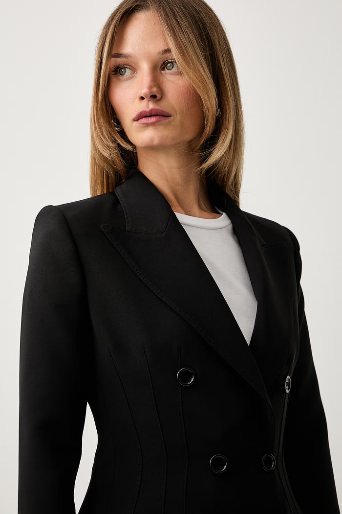 Elisabetta Franchi marynarka dwurzędowa damska czarny GI25766E2