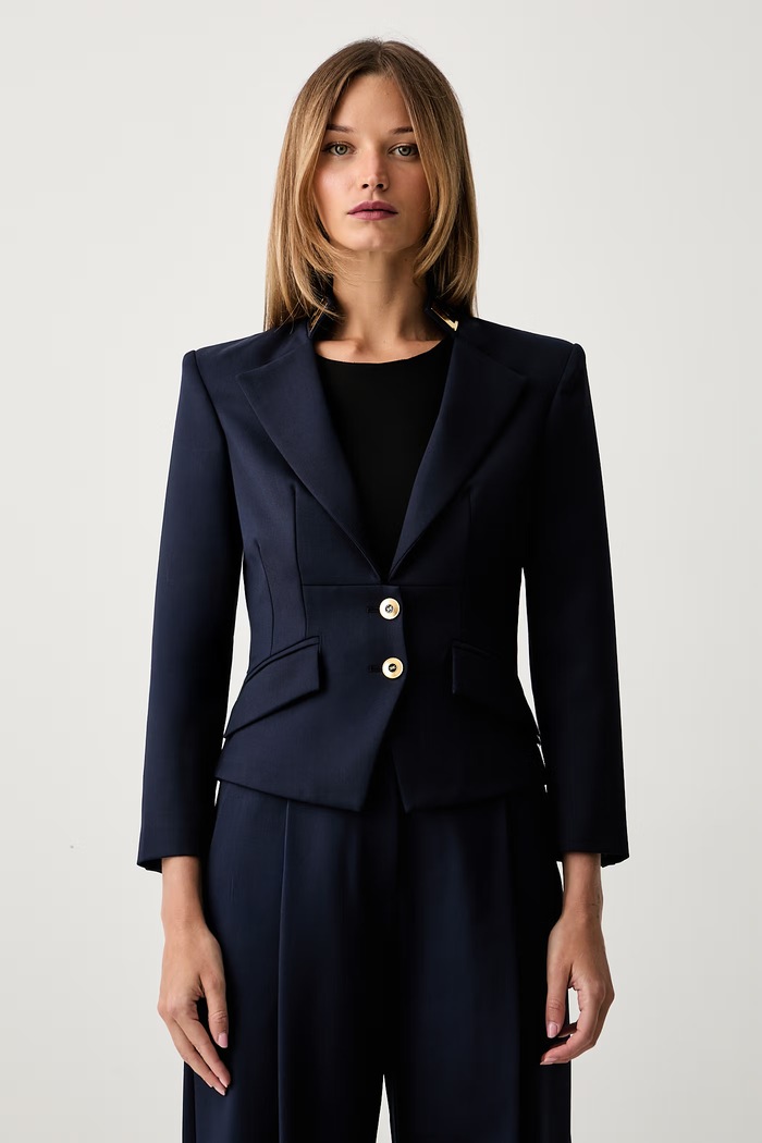 Elisabetta Franchi marynarka damska z wełną granatowy GI24966E2