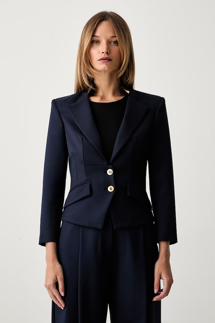 Elisabetta Franchi marynarka damska z wełną granatowy GI24966E2