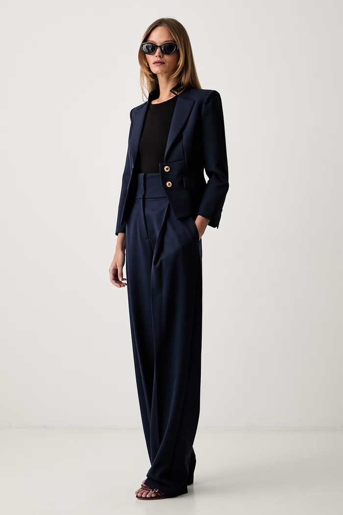 Elisabetta Franchi marynarka damska z wełną GI24966E2 granatowy AW26
