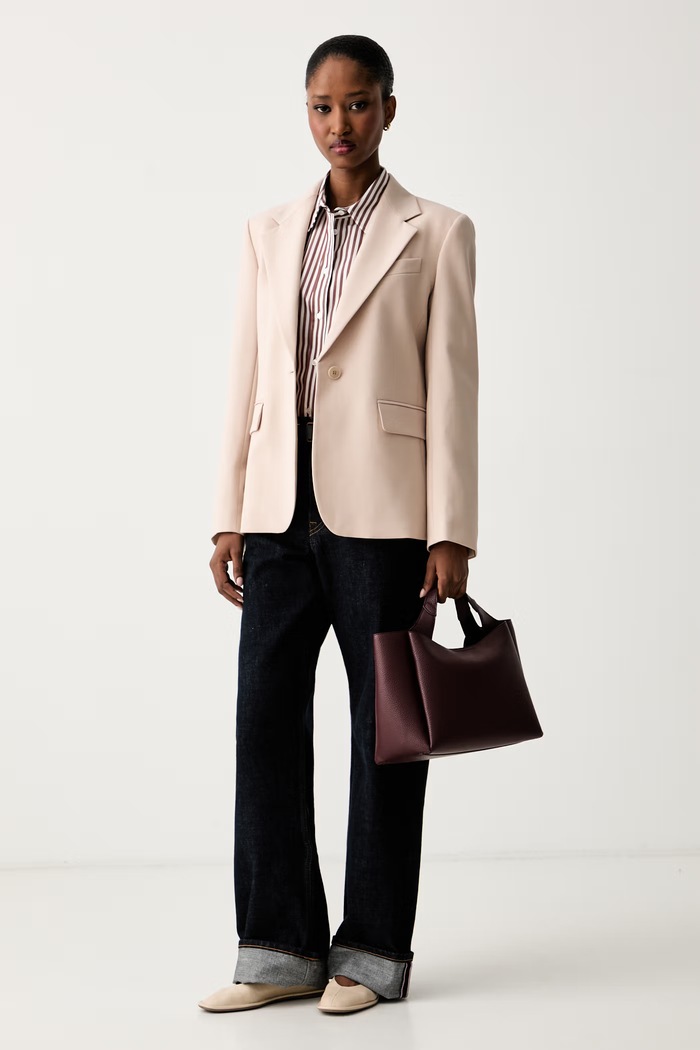 Weekend Max Mara marynarka jednorzędowa damska wełniana WKDLAMINE 2625046081600 beżowy AW26