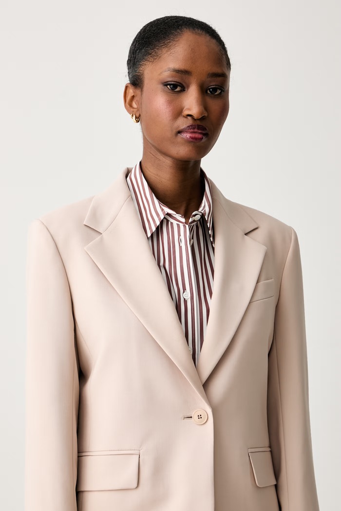 Weekend Max Mara marynarka jednorzędowa damska wełniana WKDLAMINE beżowy 2625046081600