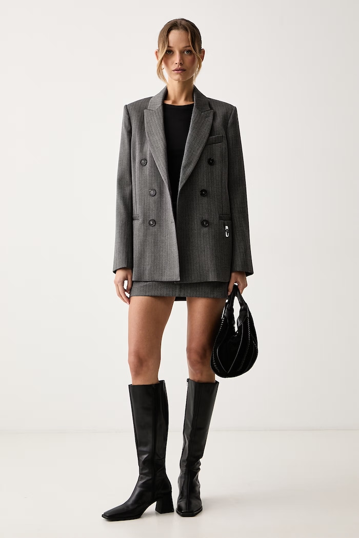 Patrizia Pepe Marynarka dwurzędowa damska 8S0079.C0238 szary AW26
