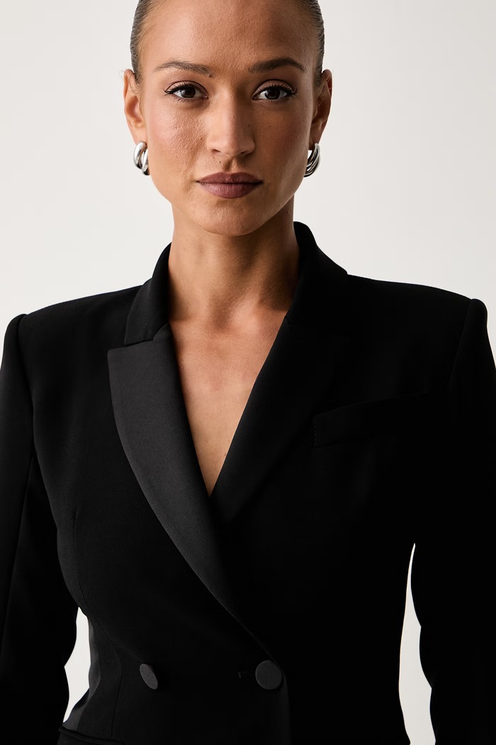 Patrizia Pepe marynarka dwurzędowa damska czarny 8S0000.C7004