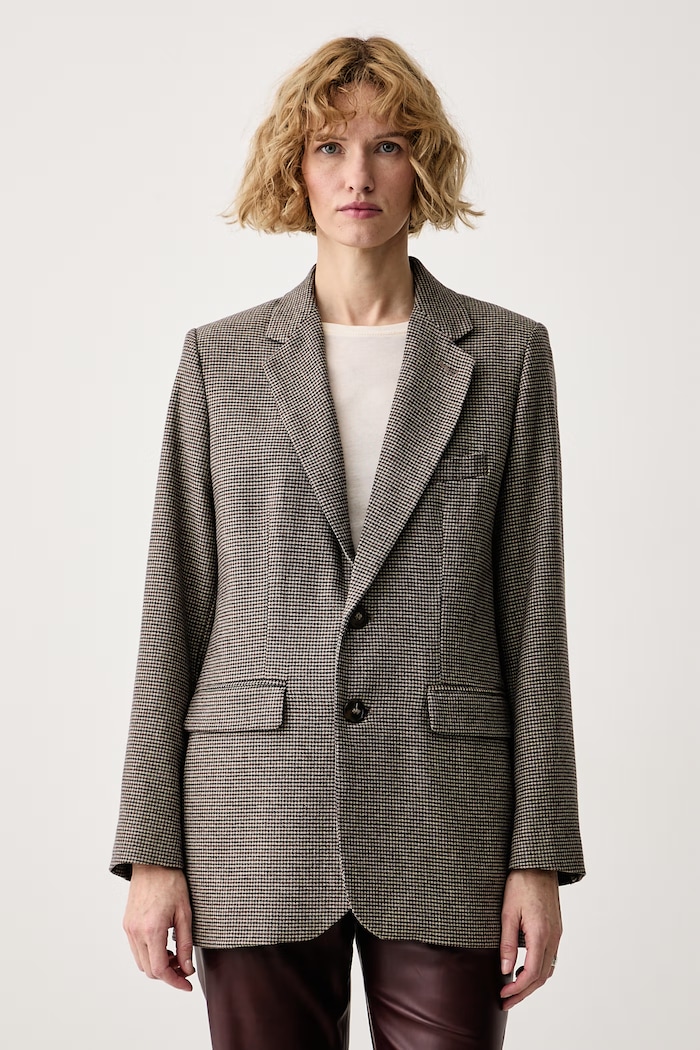 A.P.C. Marynarka jednorzędowa damska z wełną veste annie beżowy PSAHE.F03240