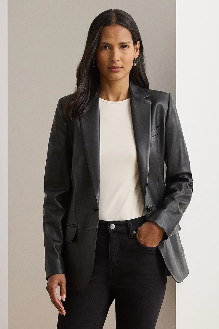 Lauren Ralph Lauren marynarka damska skórzana czarny 200P14038