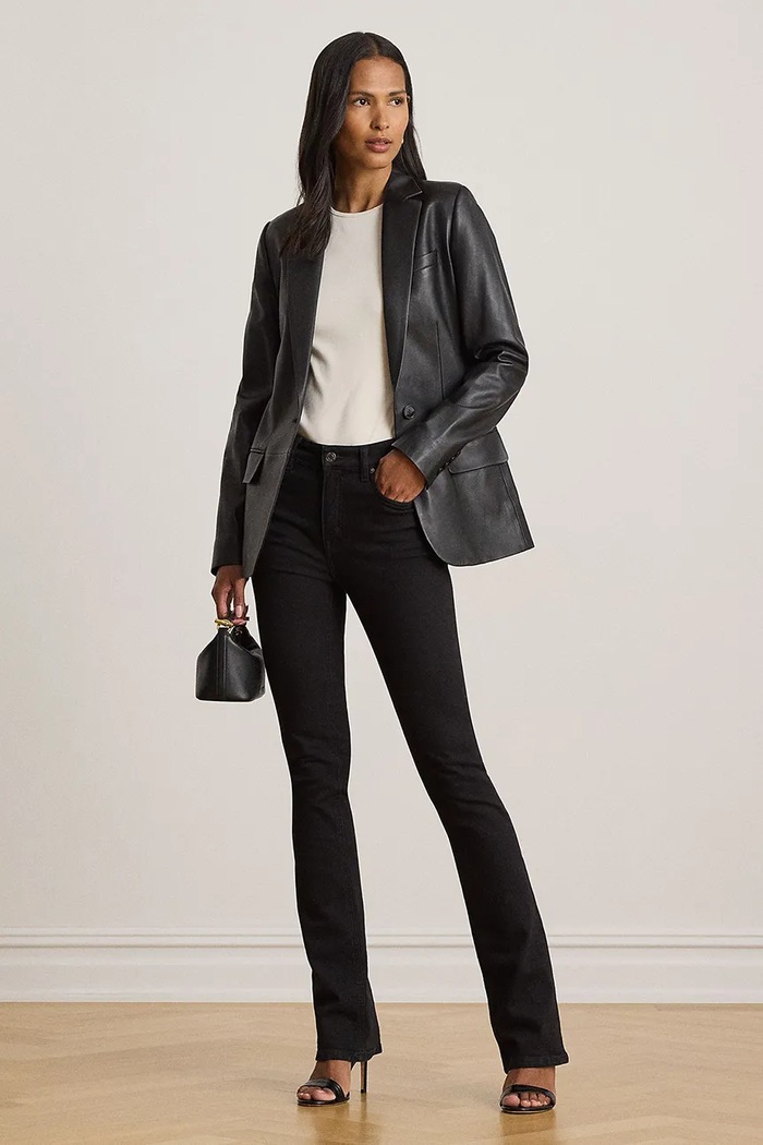 Odzież Lauren Ralph Lauren marynarka damska skórzana 200P14038 czarny