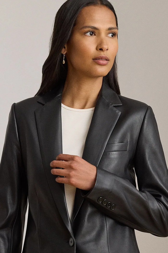 Lauren Ralph Lauren marynarka damska skórzana czarny 200P14038