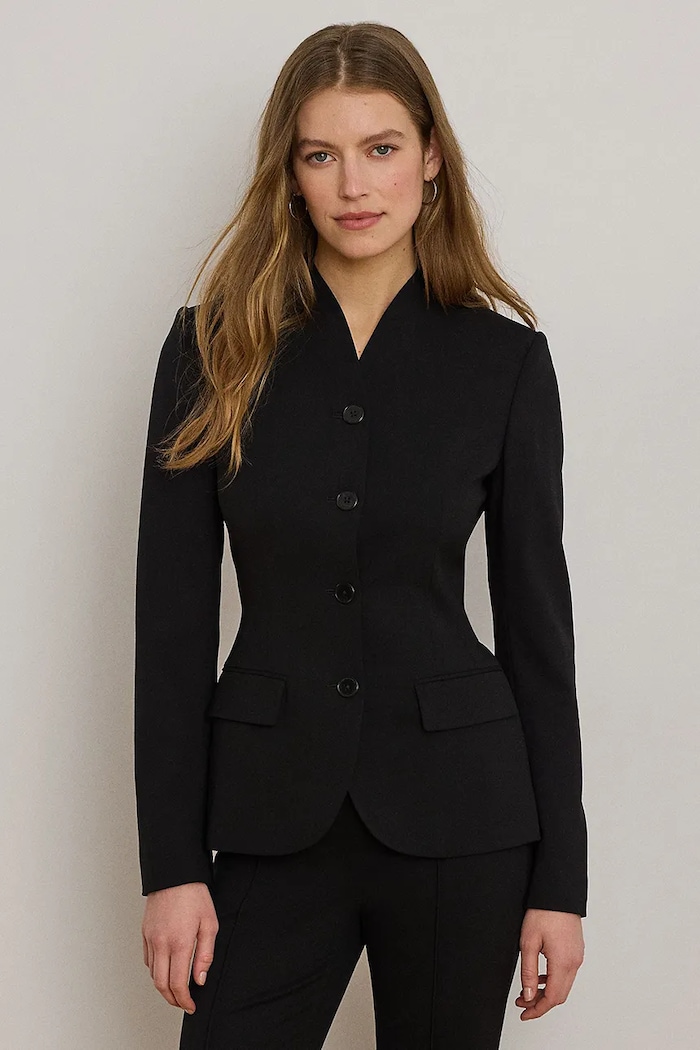 Lauren Ralph Lauren marynarka jednorzędowa damska z wełną czarny 200B24032