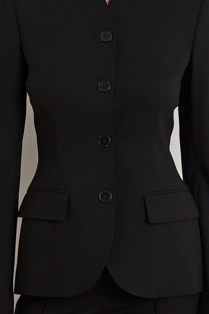Lauren Ralph Lauren marynarka jednorzędowa damska z wełną 200B24032 czarny