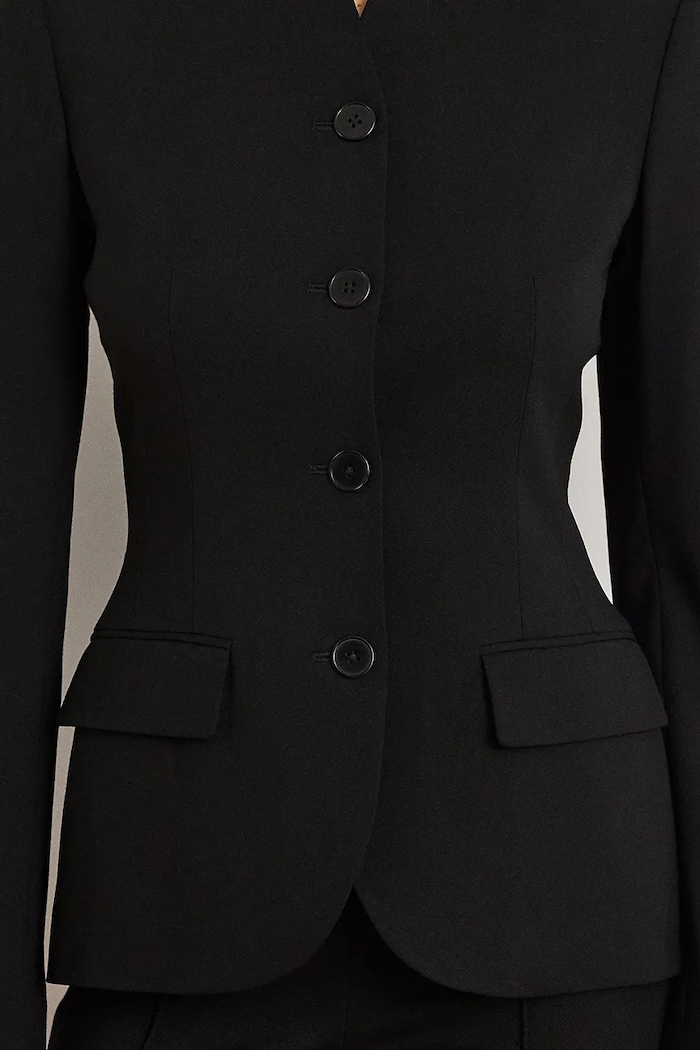 Lauren Ralph Lauren marynarka jednorzędowa damska z wełną 200B24032 czarny