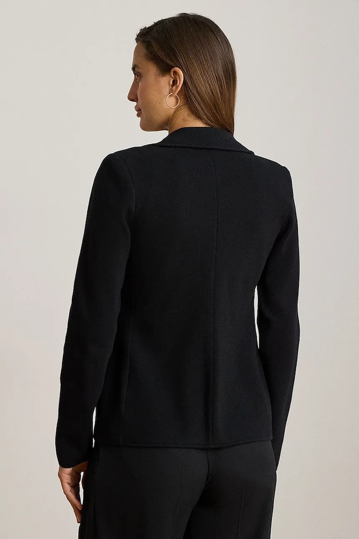 Lauren Ralph Lauren marynarka dwurzędowa bawełniana z elastanem 200P14021 czarny AW26