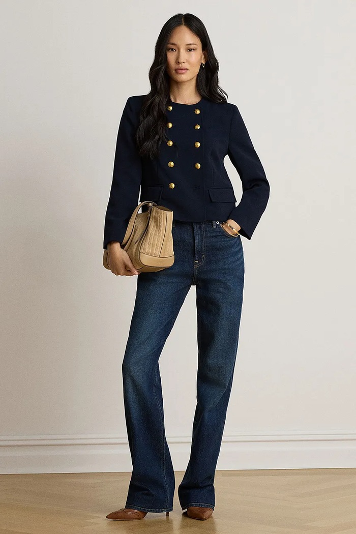 Odzież Lauren Ralph Lauren Marynarka dwurzędowa damska 200B24610 granatowy