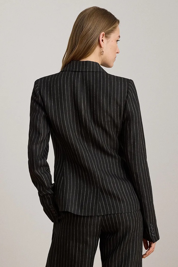 Lauren Ralph Lauren marynarka jednorzędowa damska lniana 200B24601 czarny AW26