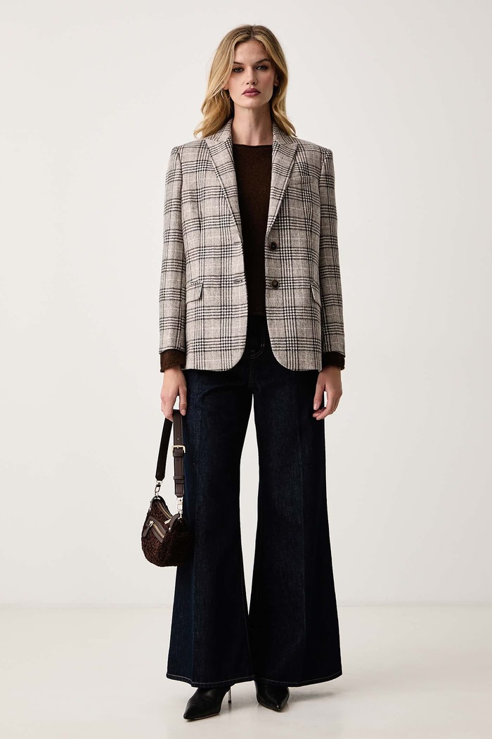 Twinset Jednoradové sako dámske s vlnou 262TP2742 béžová AW26