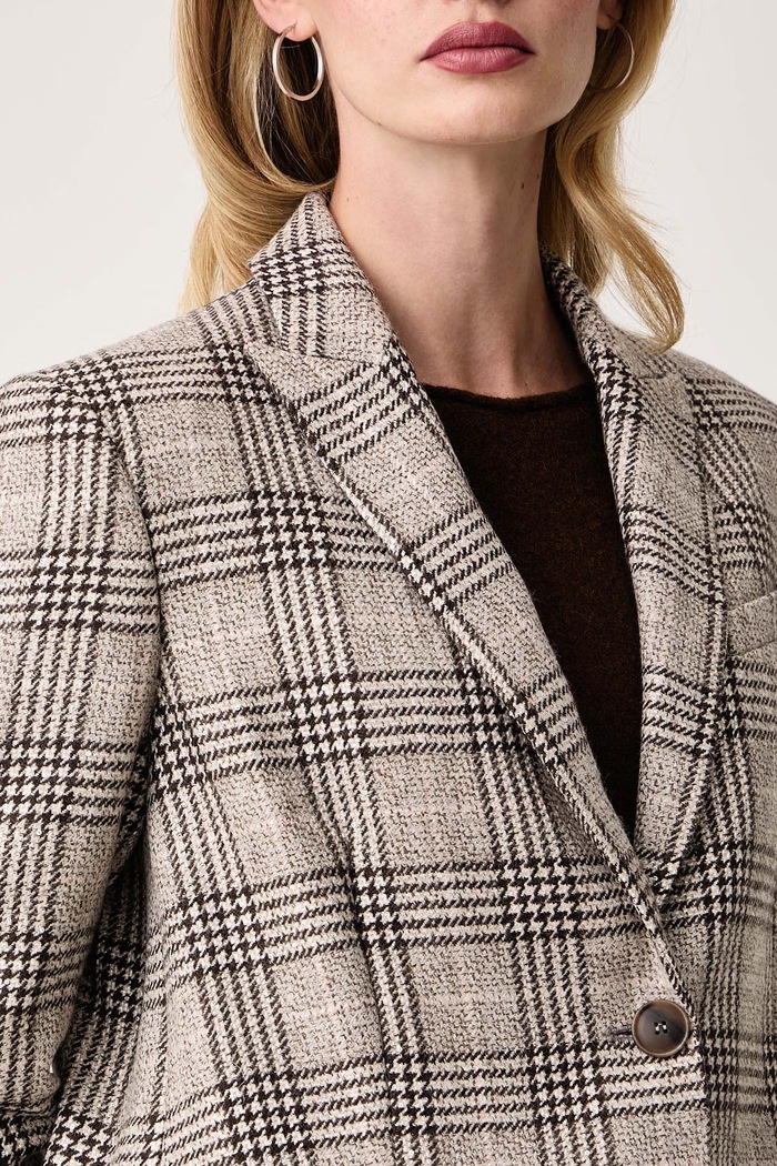 Jednoradové sako dámske s vlnou Twinset 262TP2742 béžová