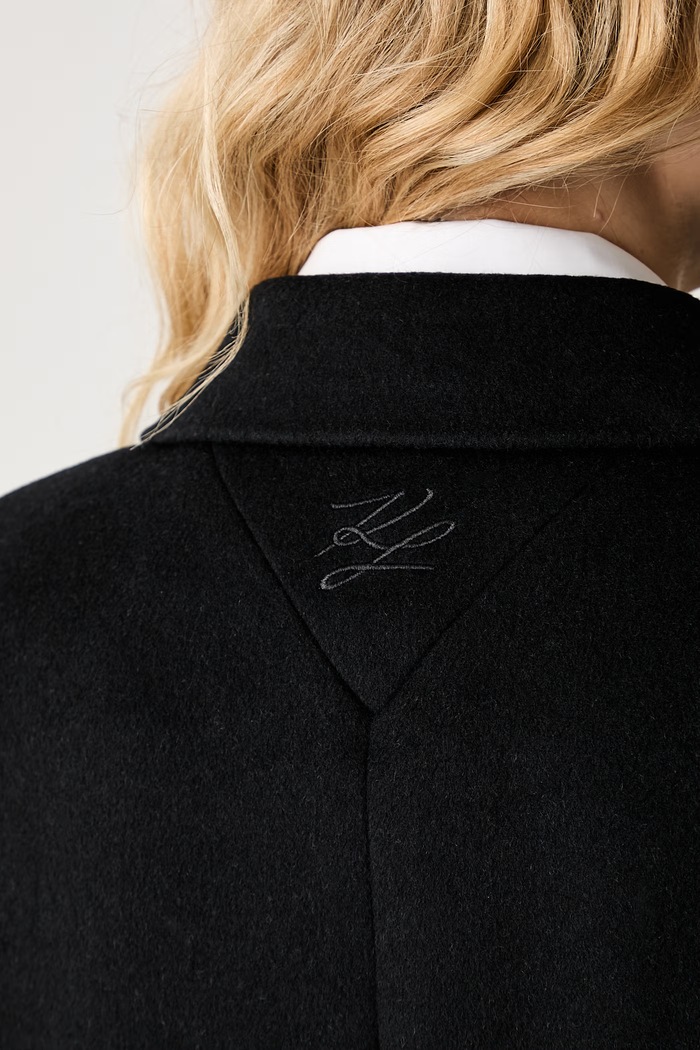 Karl Lagerfeld plášť dámsky s vlnou B3W15029 čierna