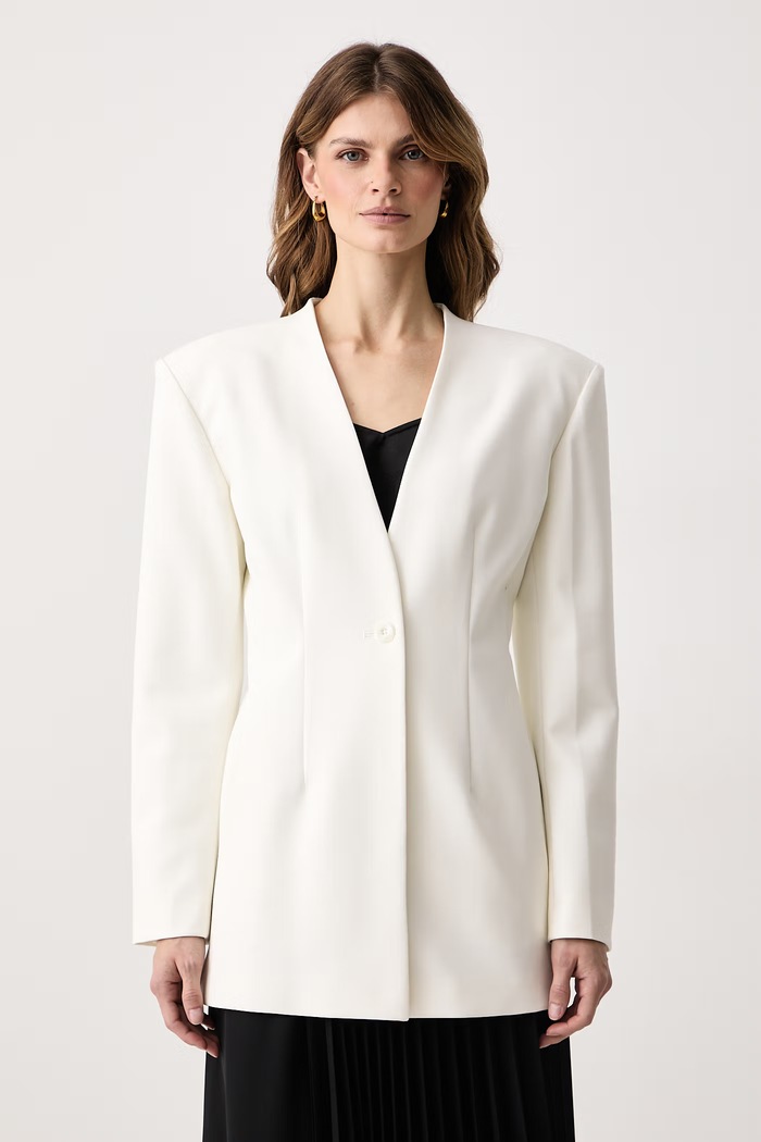 Guess Marynarka jednorzędowa damska z wiskozą x LEONIE HANNE beżowy W6BN29.W5205