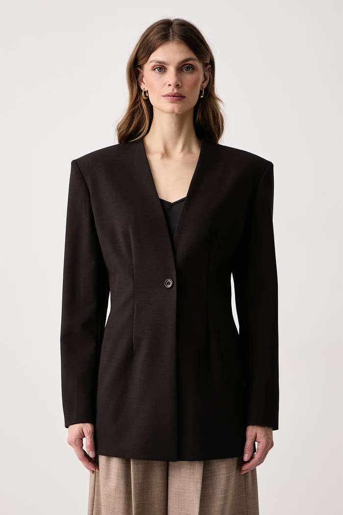 Guess Sacou cu un singur rând de nasturi pentru femei cu vâscoză x LEONIE HANNE maro W6BN29.W5205