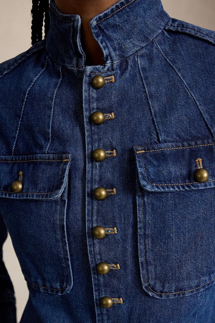 Polo Ralph Lauren marynarka jednorzędowa damska jeansowa granatowy 211B17224