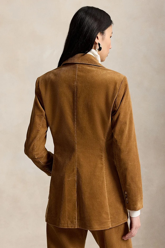 Polo Ralph Lauren marynarka jednorzędowa damska z bawełną 211B17221 brązowy AW26