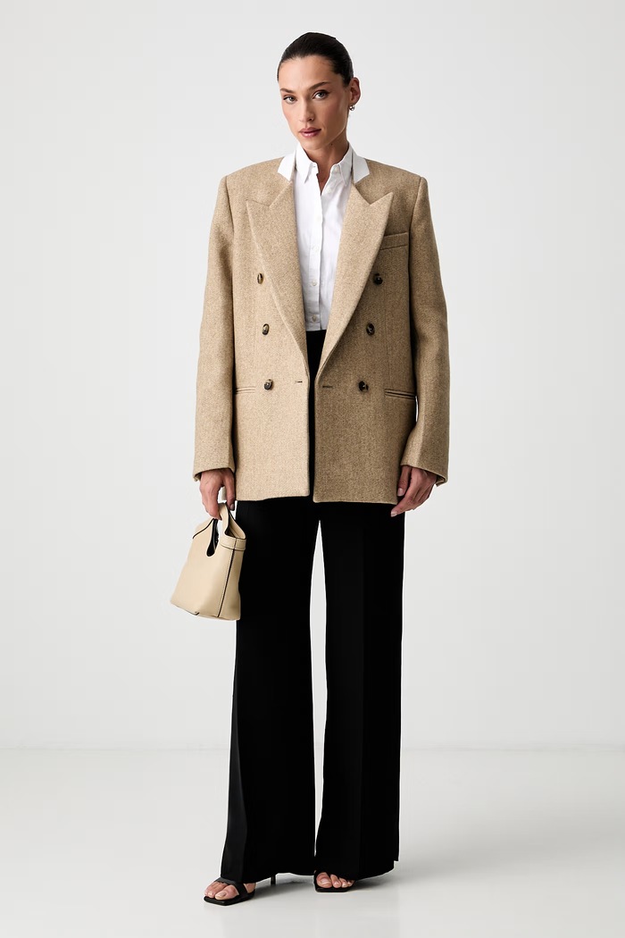 Victoria Beckham marynarka damska z wełną Beatrice 1326WJK007353C beżowy AW26
