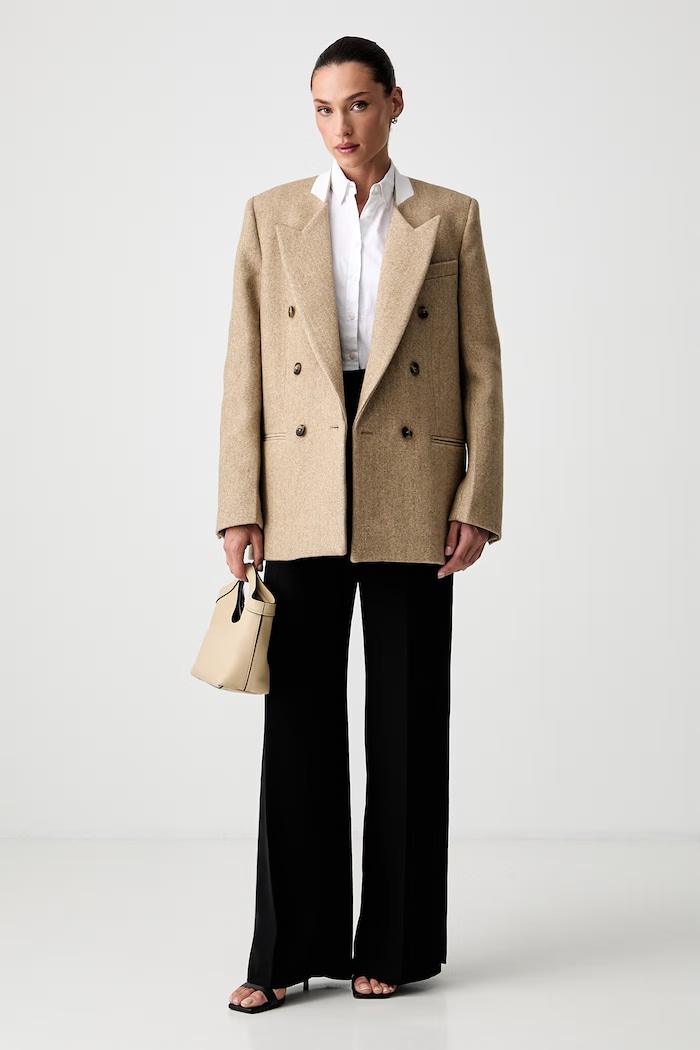 Victoria Beckham marynarka damska z wełną Beatrice 1326WJK007353C beżowy AW26