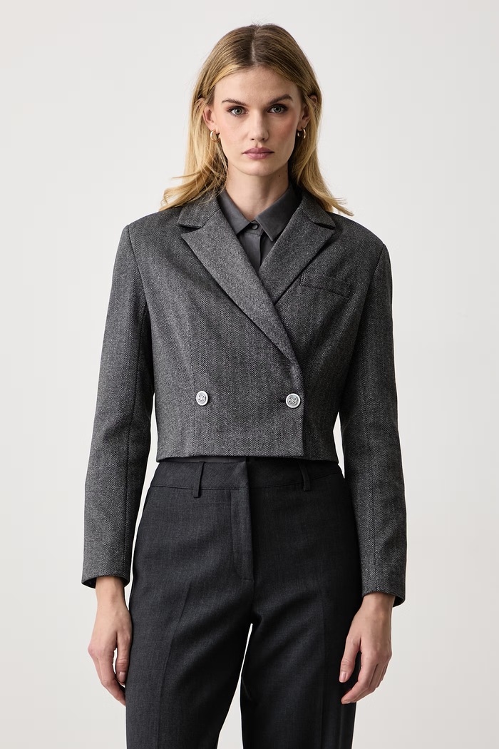 Guess Dvojradové sako dámske s viskózou BERTHA sivá W6BN28.K7423