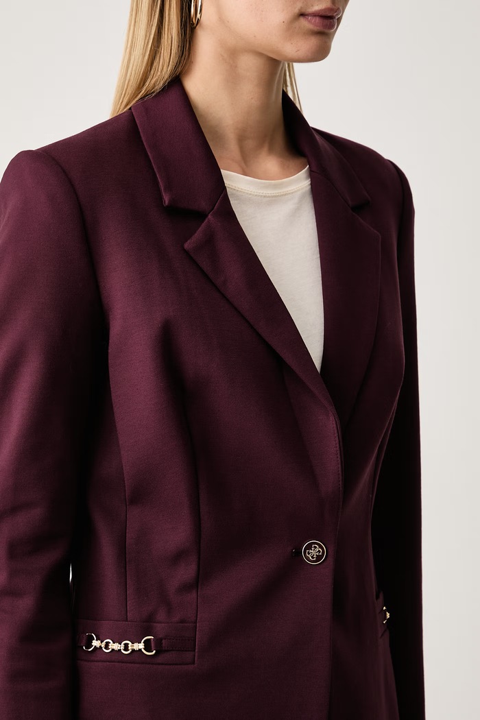 Μονόπετο σακάκι γυναικείο με βισκόζη WANDA Guess W6BN08.K6806 μπορντό