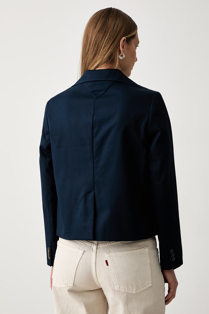 Oblečení Tommy Hilfiger sako dámské bavlněné WW0WW50146 námořnická modř