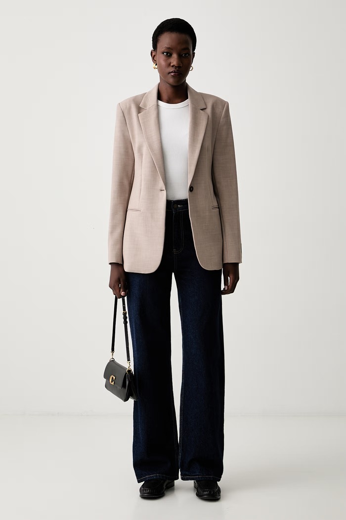 Calvin Klein jednoradové sako dámske LV044F413G béžová AW26