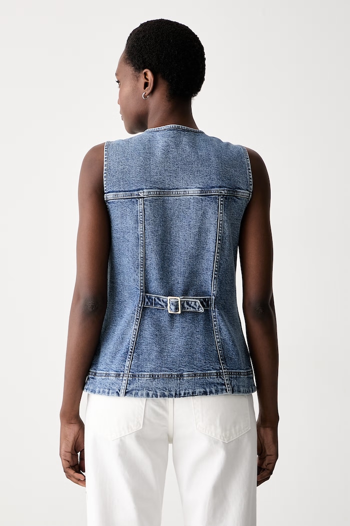 Odzież DKNY kamizelka jednorzędowa damska jeansowa DJ6V7018 niebieski