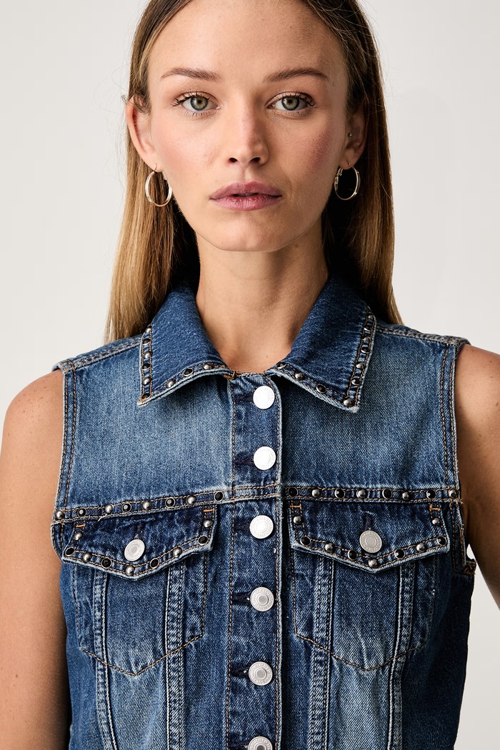 Guess kamizelka damska jeansowa JILL niebieski W6YN06.D1344