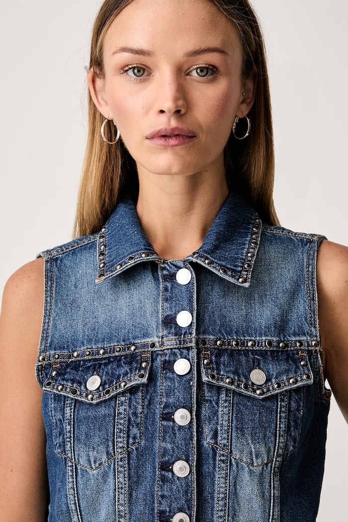 Guess kamizelka damska jeansowa JILL niebieski W6YN06.D1344