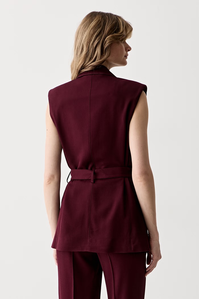 Дрехи Marciano by Guess елек с двуредно закопчаване дамски с вискоза RASHIDA G6YN07.W3217 бордо