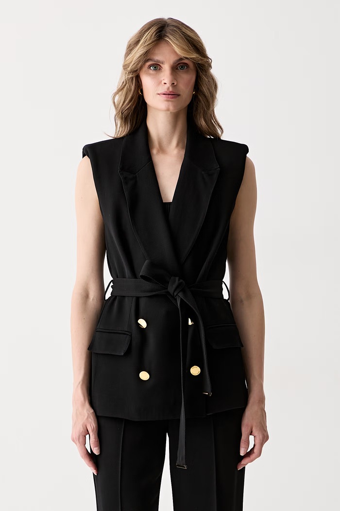 Marciano by Guess елек с двуредно закопчаване дамски с вискоза RASHIDA черен G6YN07.W3217